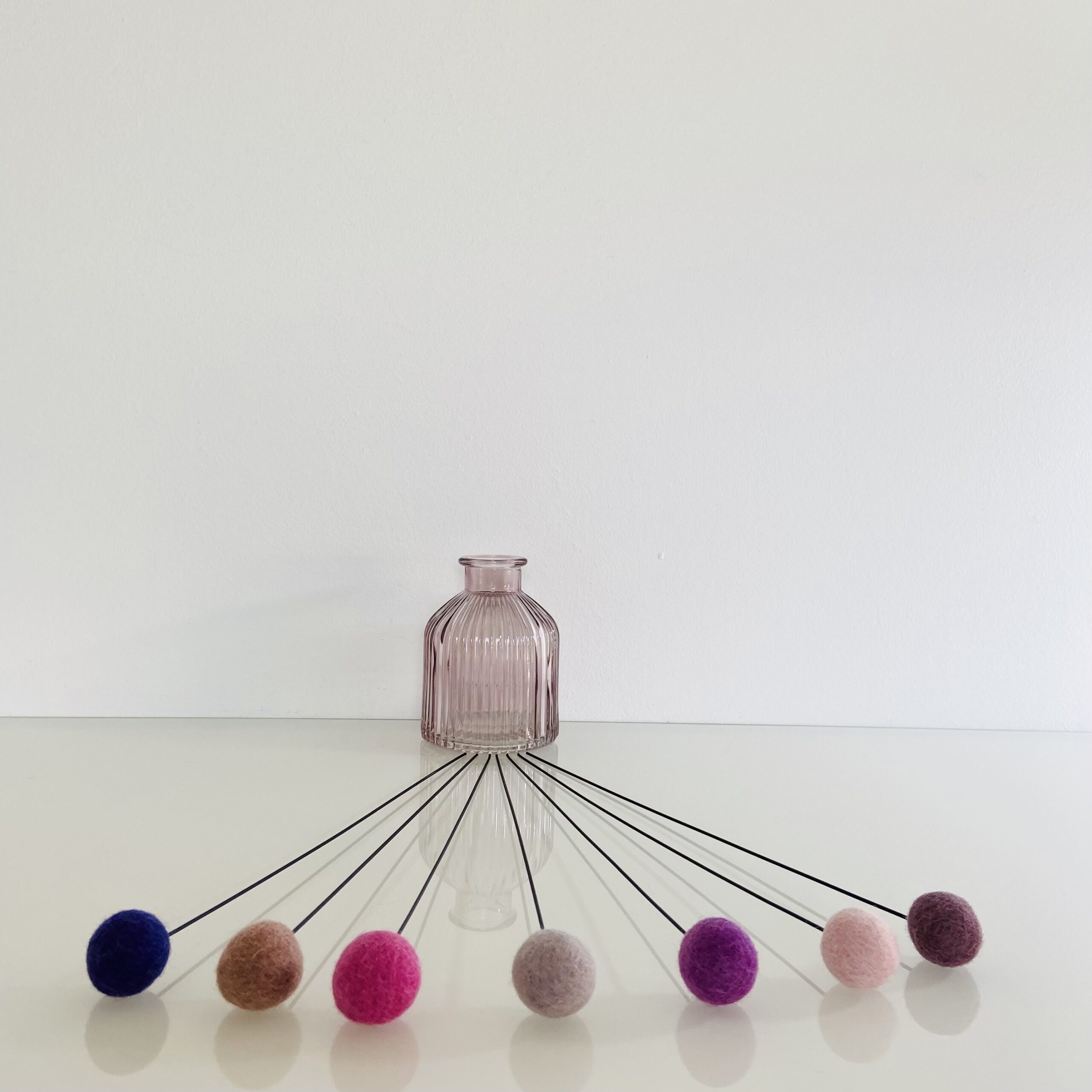 7er Set Filzkugelblume 30cm rosa - Fächer