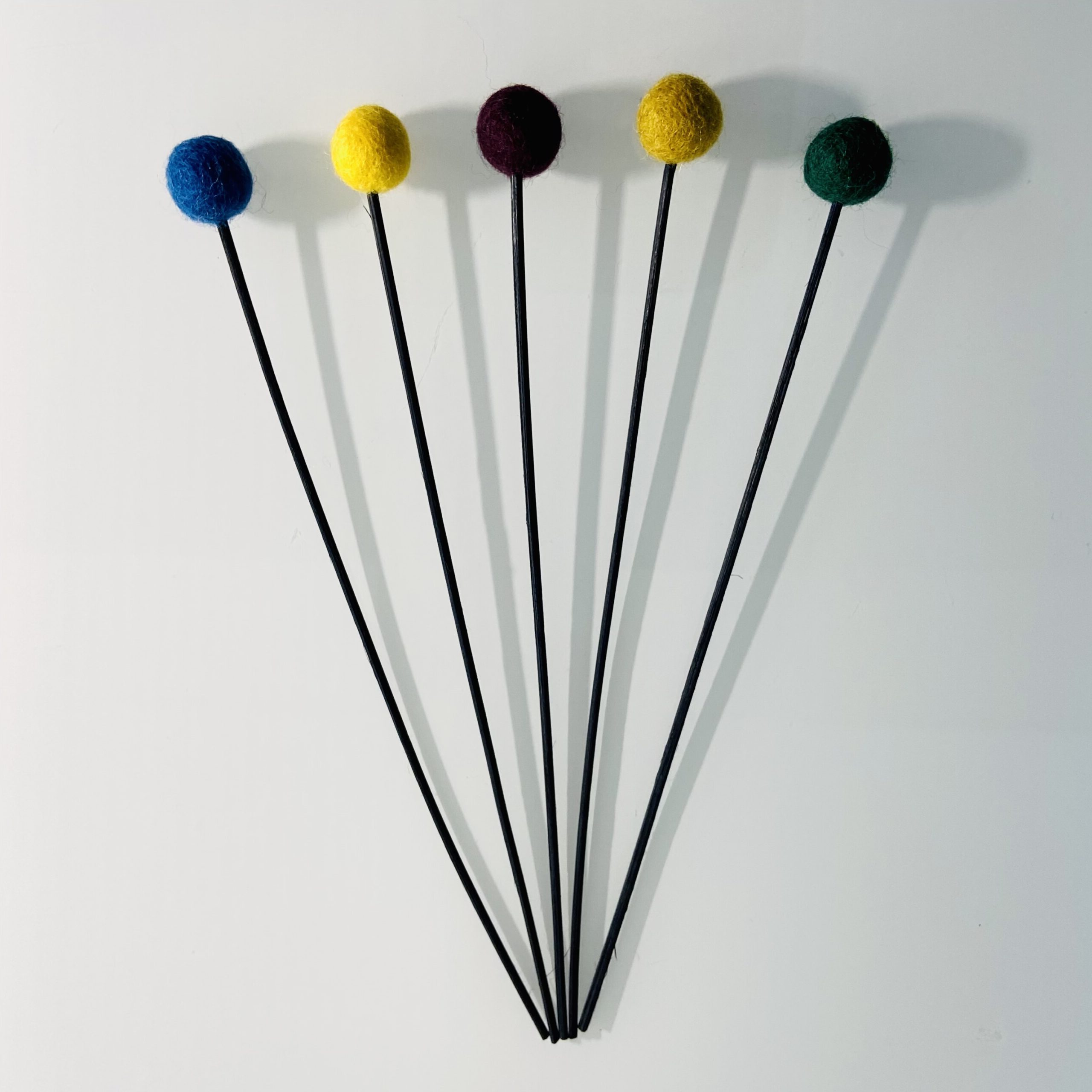 5er Set Filzkugel-Aromastäbchen - gelb/blau - Fächer