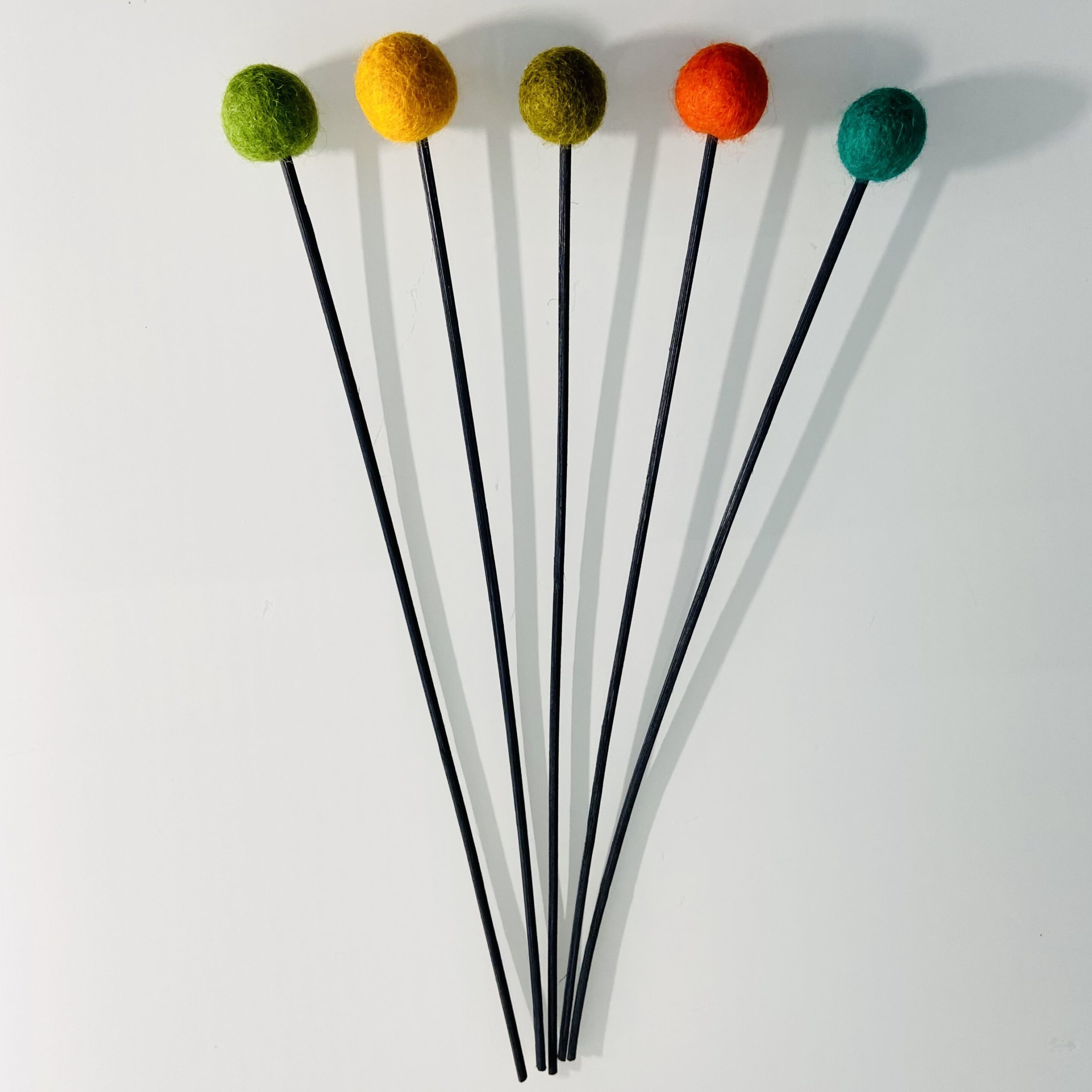 5er Set Filzkugel Aromastäbchen - grün/orange - Fächer