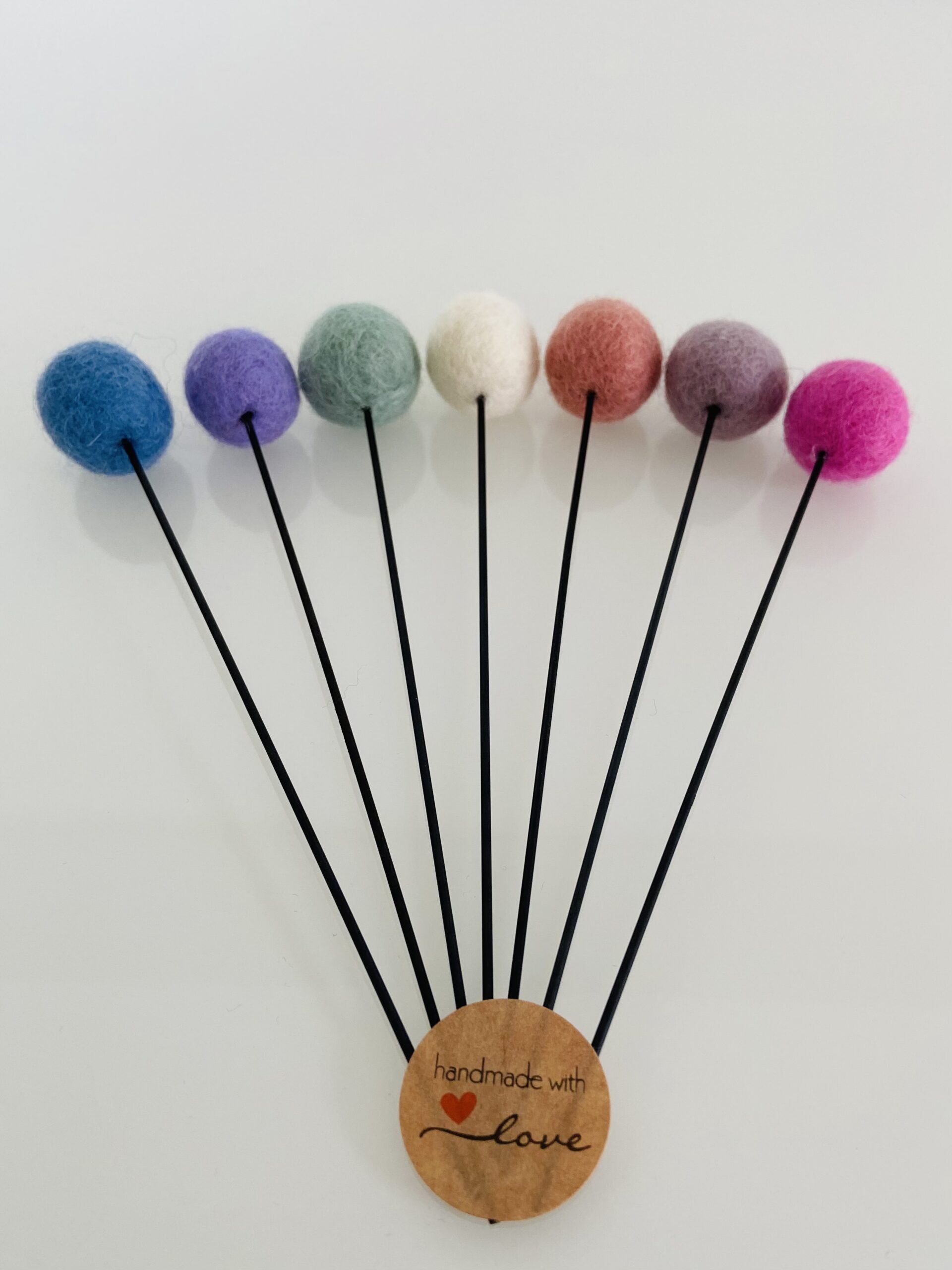 Filzkugel-Blumen, 7er Set, 15cm Stiellänge, Grün-Pastell – Bild 2