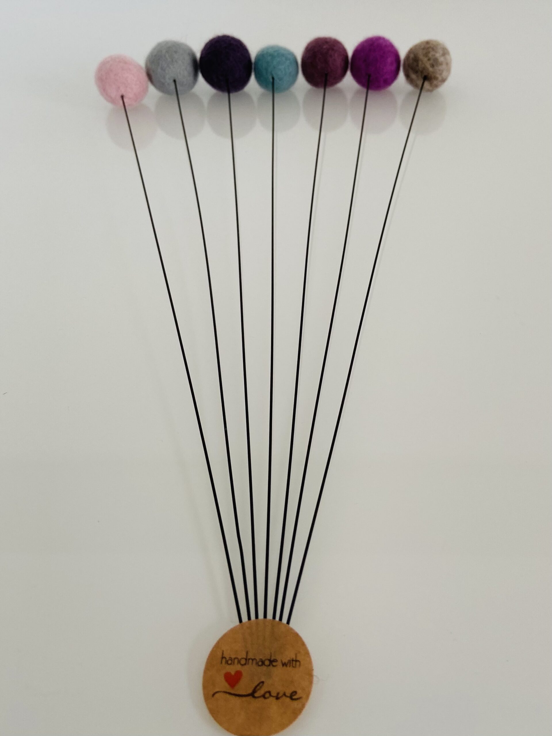 Filzkugel-Blumen 7er Set 30cm Stiellänge Grau-Rosa – Bild 6