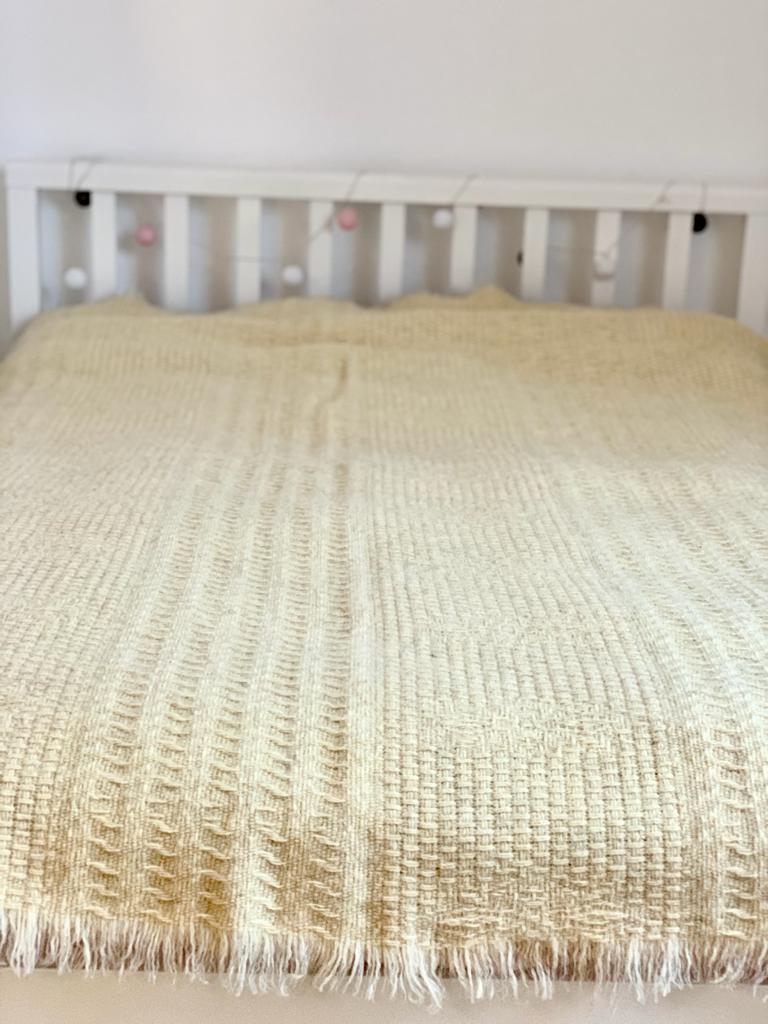 XXL Tagesdecke, 100% Schafschurwolle, Beige, ohne Muster, 215cmx200cm – Bild 5