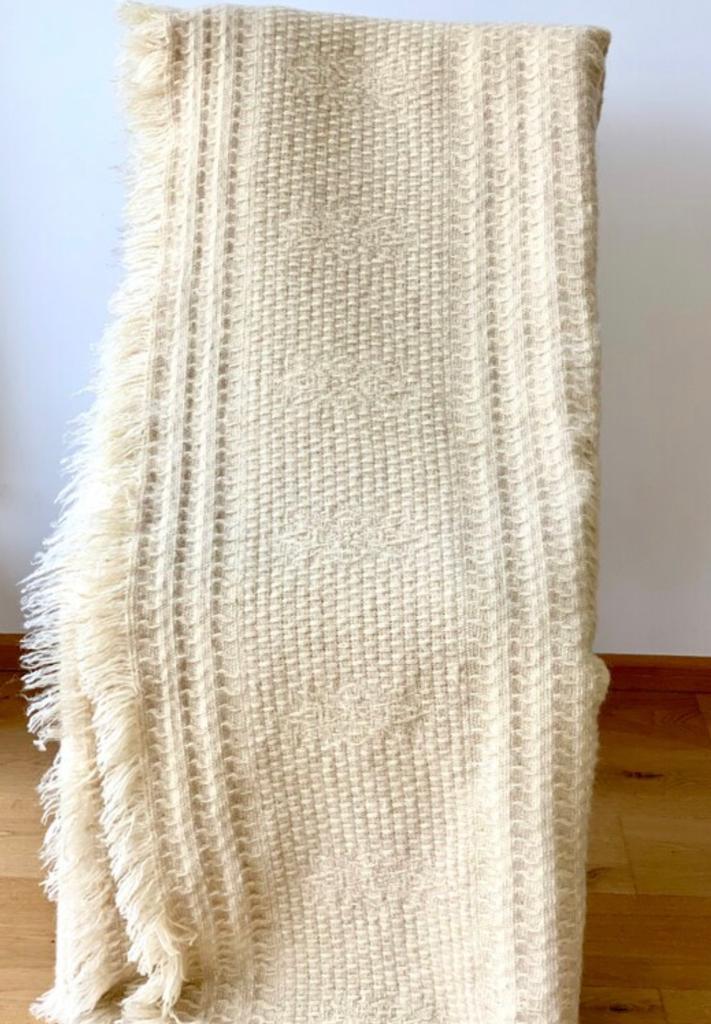 XXL Tagesdecke, 100% Schafschurwolle, Beige, ohne Muster, 215cmx200cm – Bild 10