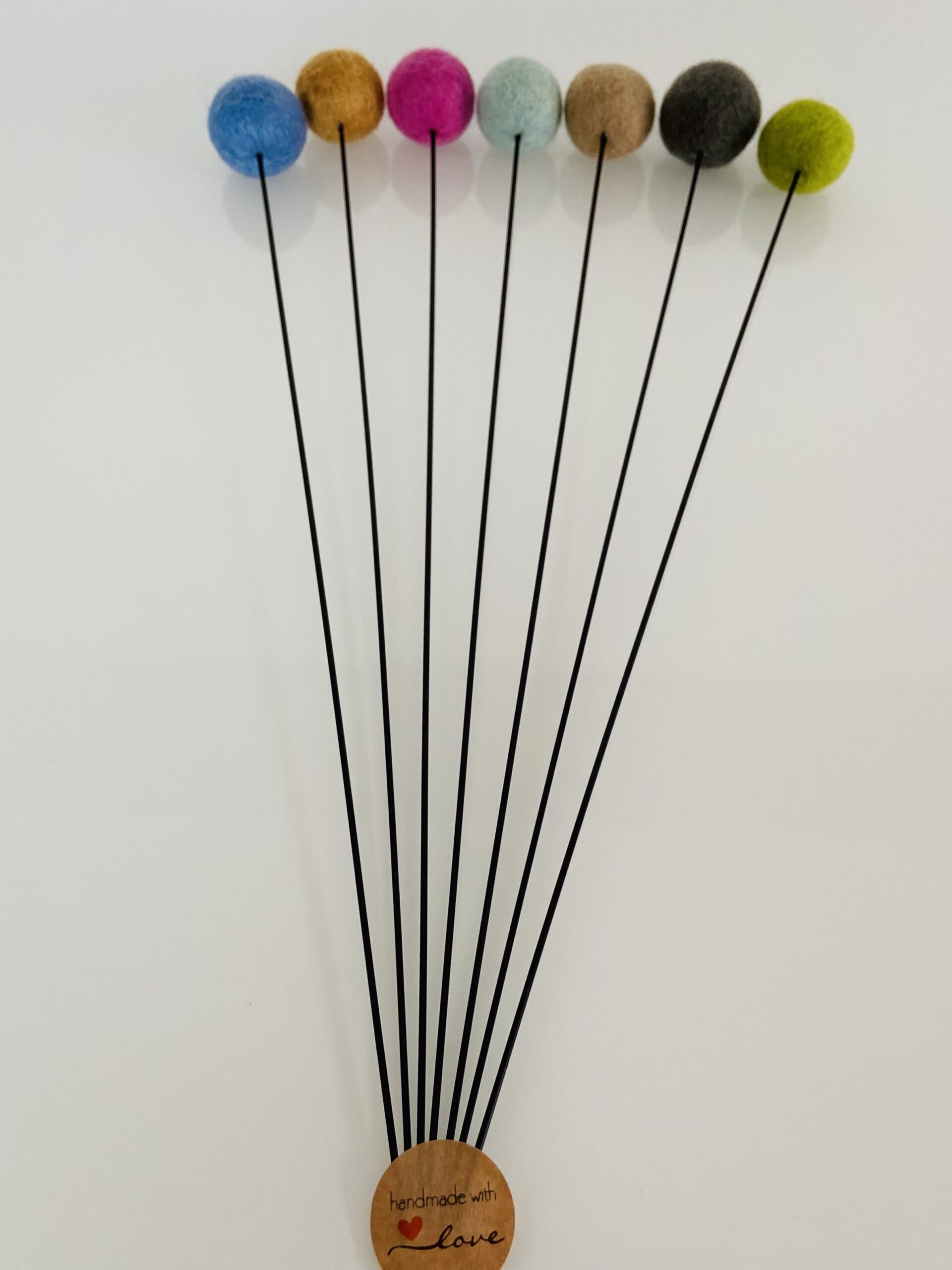 Filzkugel-Blumen, 7er Set, 30cm Stiellänge, Herbstlich-Bunt – Bild 2