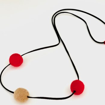Halskette lang – Rot-Beige – Halsschmuck – 120 cm