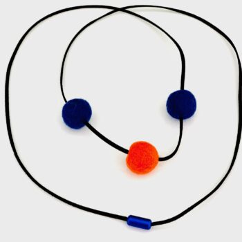 Lange Leder Halskette, Kette, Geschenk, Frau, unisex, Lederkette schwarz, Lederbandkette, Lederschmuck, Modeschmuck, Blau-Orange – Halsschmuck – 120 cm