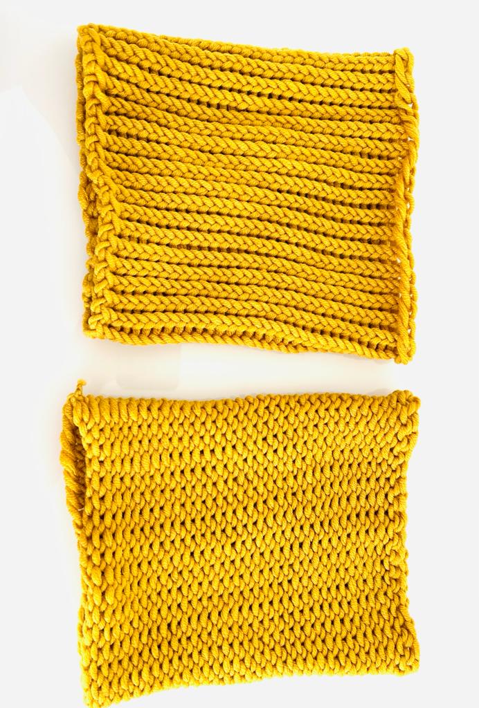 Merino Schal in Gelb, handgestrickt - 100% Merinowolle – Bild 4