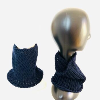 Merino Schal in Blau, handgestrickt – 100% Merinowolle