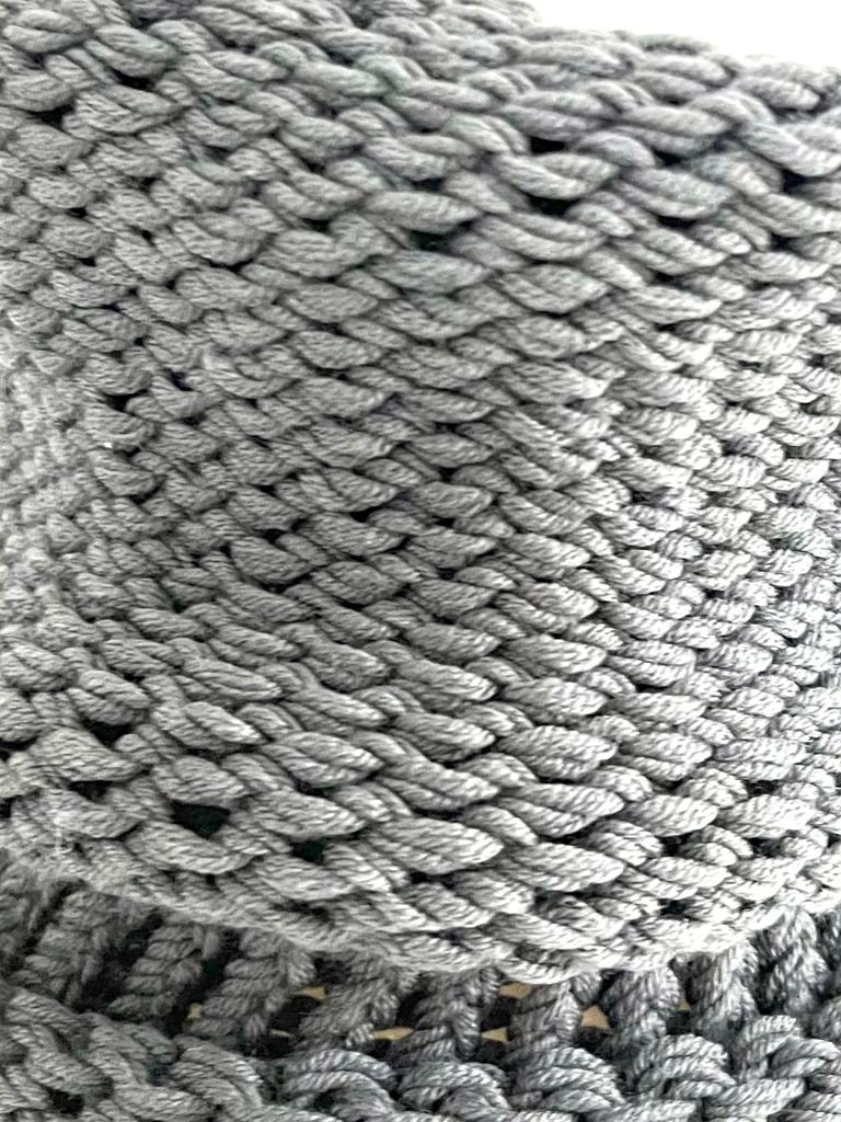Merino Schal in Grau, handgestrickt - 100% Merinowolle - extradick – Bild 5