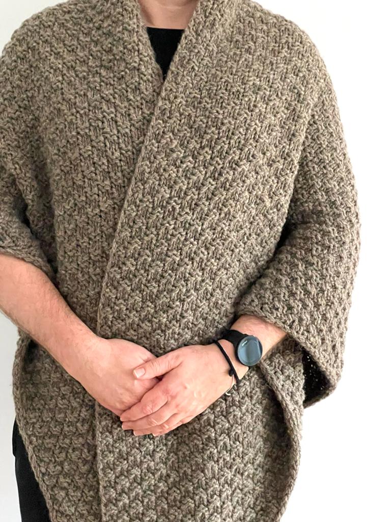 XXL Dreickschal, Stola, Strick-Poncho - 100% Öko-Schafschurwolle – Bild 7