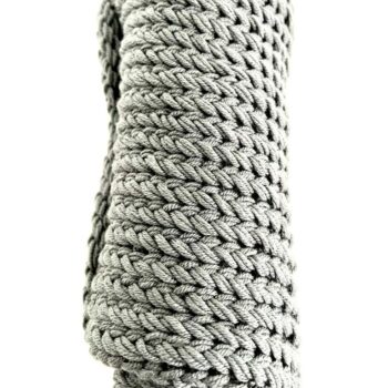 Merino Schal in Grau, handgestrickt – 100% Merinowolle – extradick