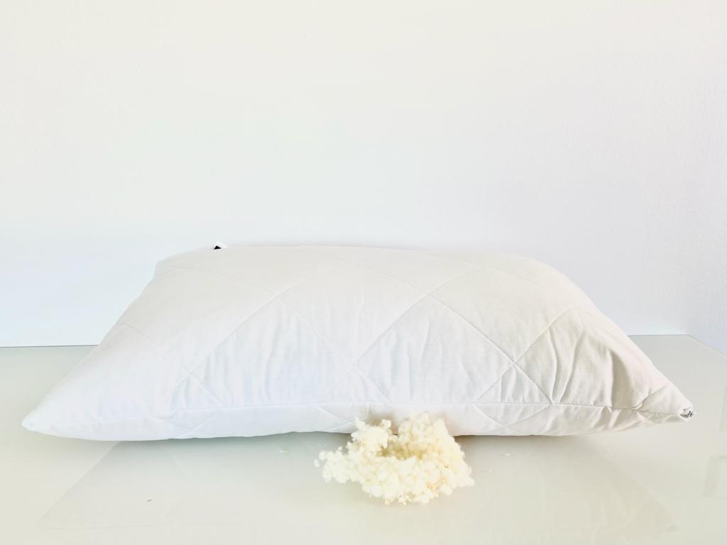 Kopfkissen 40x60 cm, 100% Baumwolle, Füllung: Schurwolle & Zirbenspäne – Bild 6