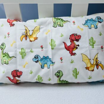 Kinderkissenbezug 30×50 cm, Dino2, 100% Baumwolle – Kissenhülle/Kinderkissenhülle/Kopfkissenbezug