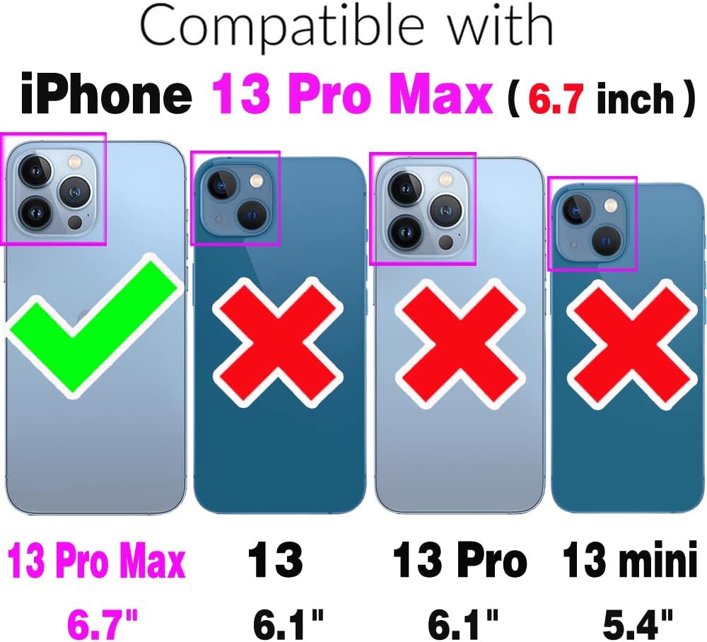 Handyhülle aus schwarzem Leder für iPhone 13 Pro Max Hülle mit Panzerfolie, Ring Ständer und Kartenfach – Bild 4