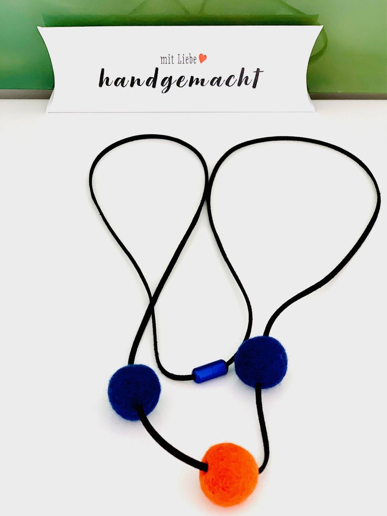 Halskette lang - blau-orange - Halsschmuck - 120 cm
